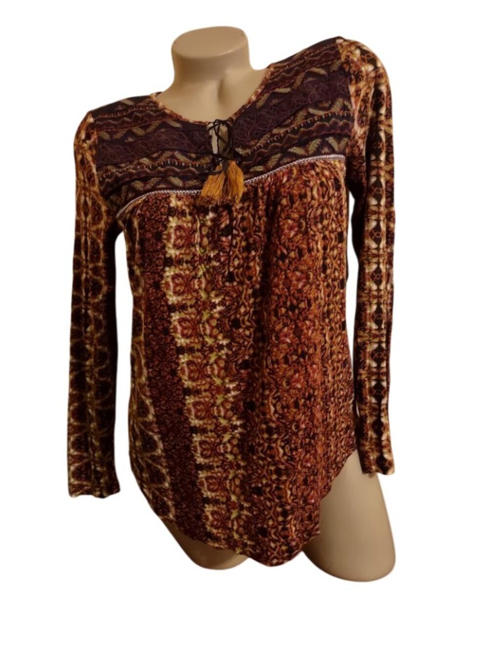 LIKE NEW GORGEOUS EXOTIC WOMEN VINTAGE AMERICA BLOUSE PEASANT FESTIVAL TOP SZ M